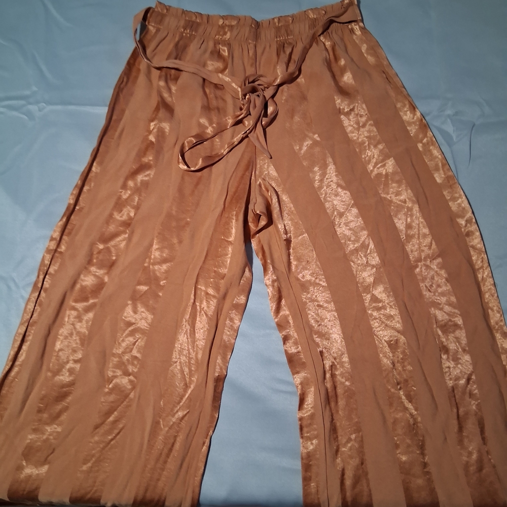 Victoria's Secret Bronze Satin Wide Leg Pants